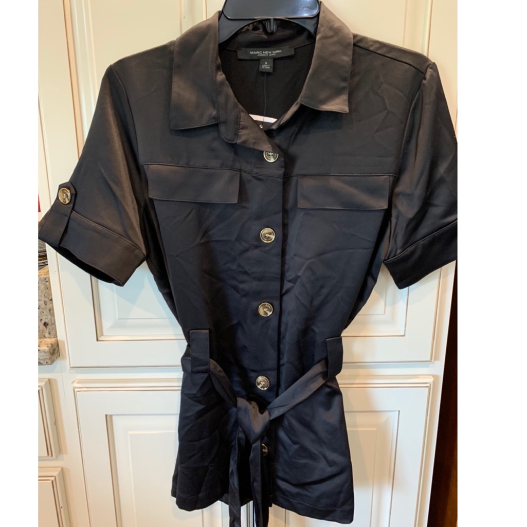 Brand New  Marc Newyork Black Short Sleeve Belted Trench Coat